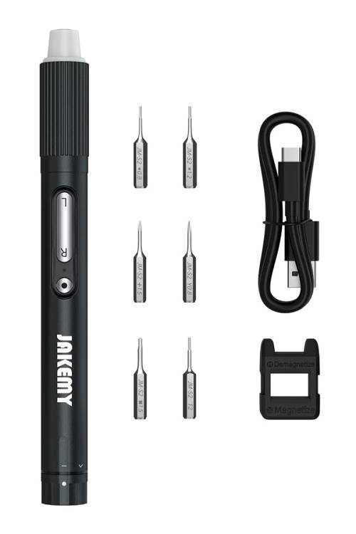 JAKEMY ηλεκτρικό κατσαβίδι JM-Y05 με LED φακό, 3 λειτουργίες, 6 μύτες JM-Y05