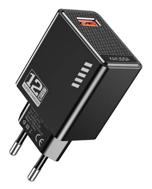 KAKUSIGA φορτιστής τοίχου KSC-1235, USB, 12W, μαύρος KSC-1235-BK