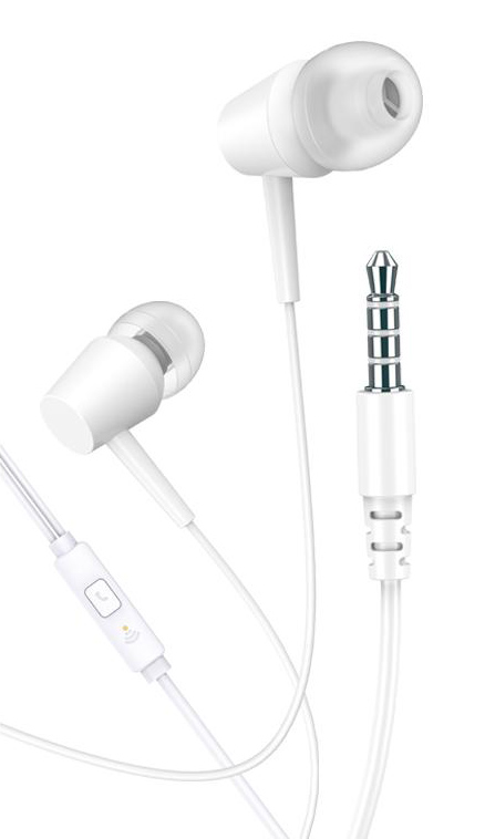 KAKUSIGA earphones με μικρόφωνο KSC-1303, 3.5mm σύνδεση, 10mm, 1.1m, λευκά KSC-1303-WH