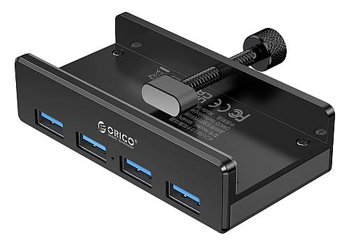 ORICO USB hub MH4PU-P με σφιγκτήρα, 4x θυρών, 5Gbps, USB σύνδεση, μαύρο MH4PU-P-BK-BP