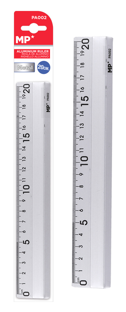MP μεταλλικός χάρακας PA002, 20cm, ασημί PA002