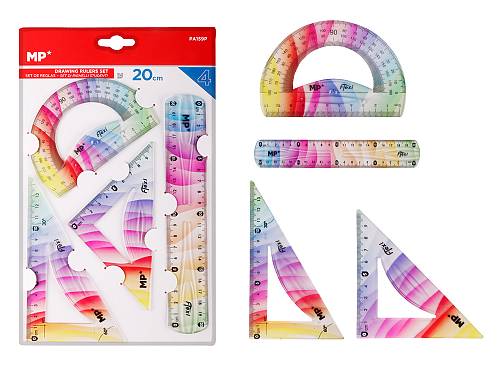 MP σετ πλαστικοί χάρακες PA159P, εύκαμπτοι, διάφανοι/πολύχρωμοι, 4τμχ PA159P