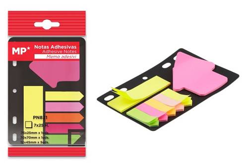 MP αυτοκόλλητα χαρτάκια σημειώσεων PN821 75x75mm, 7x 25τμχ, χρωματιστά PN821