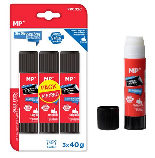 MP κόλλα στικ PP002C, διάφανη, 40g, 3τμχ PP002C