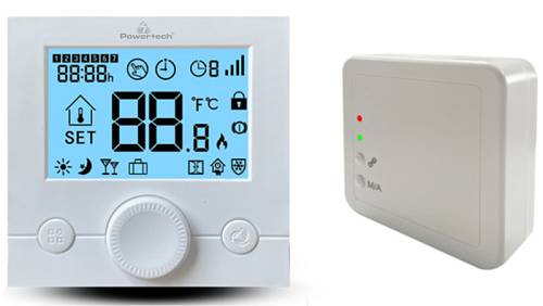 POWERTECH ψηφιακός θερμοστάτης χώρου PT-1046, αερίου, RF, λευκός PT-1046