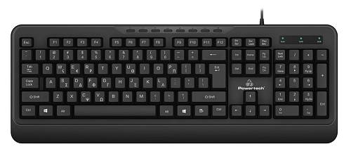 POWERTECH πληκτρολόγιο PT-1066, ενσύρματο, multimedia, EN/GR, μαύρο PT-1066
