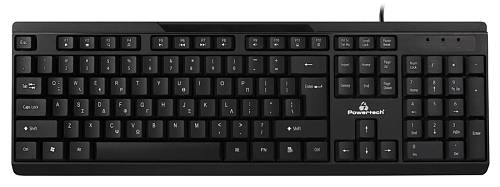 POWERTECH πληκτρολόγιο PT-1069, ενσύρματο, multimedia, EN/GR, μαύρο PT-1069