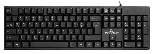 POWERTECH πληκτρολόγιο PT-1074, ενσύρματο, EN/GR, μαύρο PT-1074