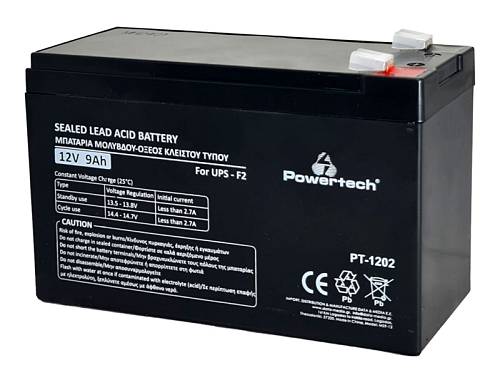 POWERTECH μπαταρία μολύβδου PT-1202 για UPS, 12V 9Ah, F2 PT-1202