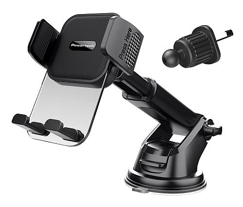 POWERTECH βάση smartphone αυτοκινήτου PT-1238, ταμπλό & αεραγωγών, μαύρη PT-1238
