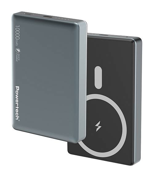POWERTECH power bank PT-1377, 10000mah, magnetic wireless, 20W, γκρι PT-1377