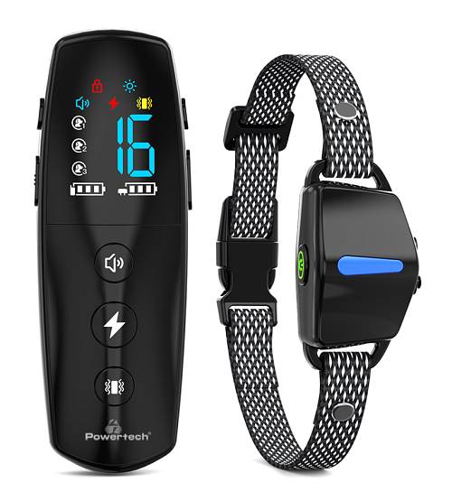 POWERTECH ηλεκτρικό κολάρο εκπαίδευσης σκύλου PT-1398 με ασύρματο χειριστήριο, εμβέλεια 800m PT-1398