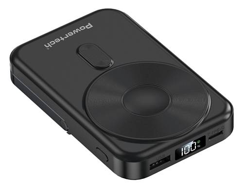 POWERTECH power bank με οθόνη PT-1416, 10000mah, magnetic wireless, 22.5W, μαύρο PT-1416