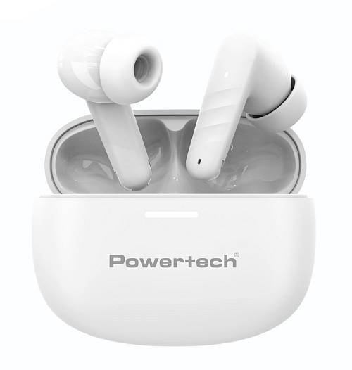 POWERTECH earphones με θήκη φόρτισης PT-1432, True Wireless, 35/300mAh, λευκά PT-1432