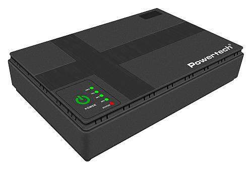 POWERTECH mini DC UPS PT-1434, 18W, 10400mAh, 3x DC, USB/LAN/POE, μαύρο PT-1434
