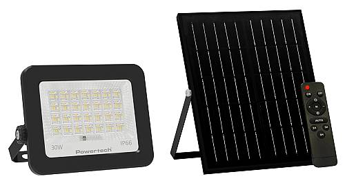 POWERTECH LED ηλιακός προβολέας PT-1461 με τηλεχειριστήριο, 30W, 4000K, 400lm, IP66 PT-1461