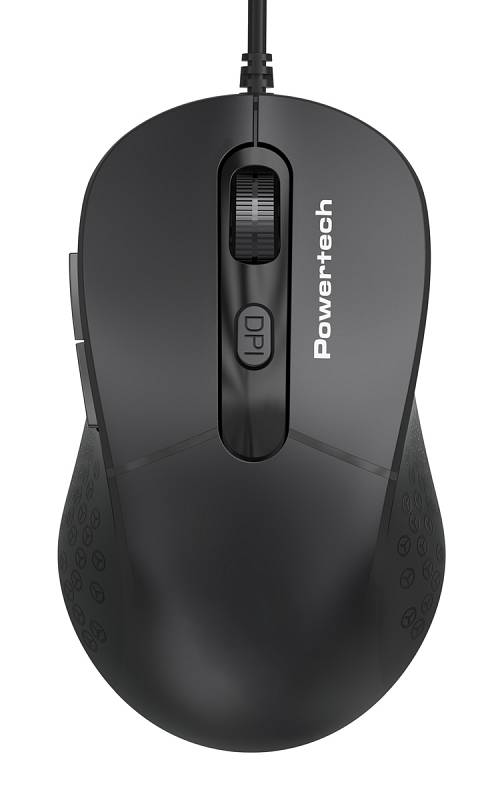 POWERTECH ενσύρματο ποντίκι PT-1467, οπτικό, έως 1600DPI, μαύρο PT-1467