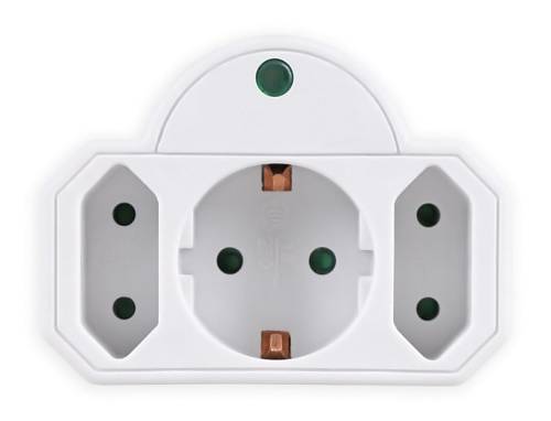 POWERTECH αντάπτορας ρεύματος PT-816 με προστασία υπέρτασης, 1x schuko, 2x euro, 16A, λευκός PT-816