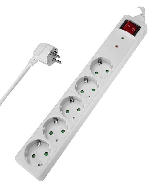 POWERTECH πολύπριζο ασφαλείας PT-882, 5x schuko, 16A, 3m, λευκό PT-882