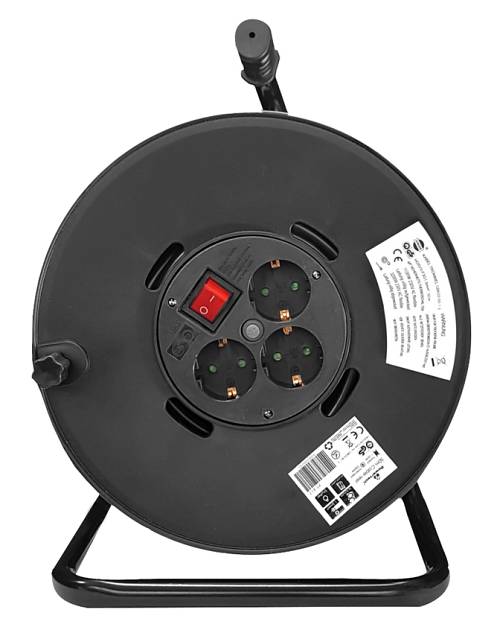 POWERTECH μπαλαντέζα με βάση PT-917, 3x schuko, 16A, 50m, μαύρη PT-917