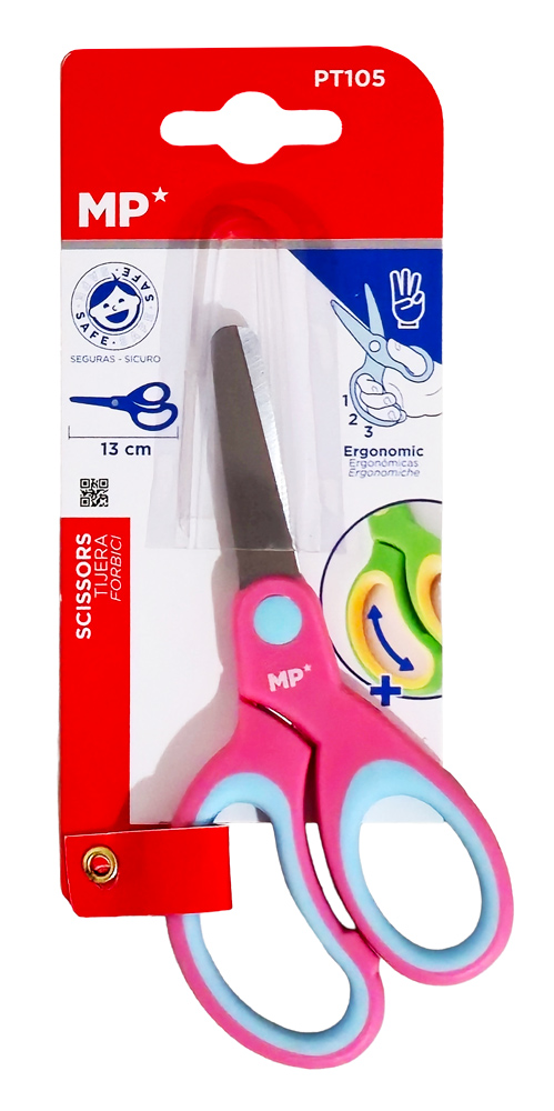 MP παιδικό ψαλίδι χαρτιού PT105, μεταλλική λεπίδα, 13cm, ροζ PT105-PK