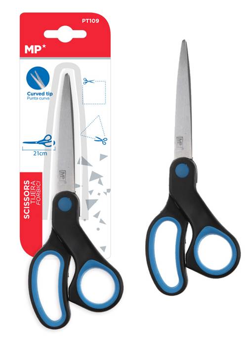 MP ψαλίδι χαρτιού PT109, μεταλλική λεπίδα, 21cm, μαύρο-μπλε PT109