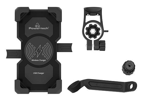 POWERTECH ασύρματος φορτιστής & βάση smartphone μοτοσυκλέτας PTL-024, 7.5W, μαύρη PTL-024