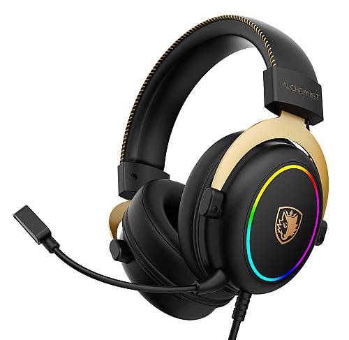 SADES gaming headset Alchemist, USB σύνδεση, 50mm, V7.1 surround, ENC, RGB, multi-platform, μαύρο SA-913