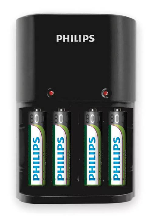 PHILIPS φορτιστής μπαταριών AA & AΑΑ NiMH SCB1450NB με 4x AAA, μαύρος SCB1450NB-12