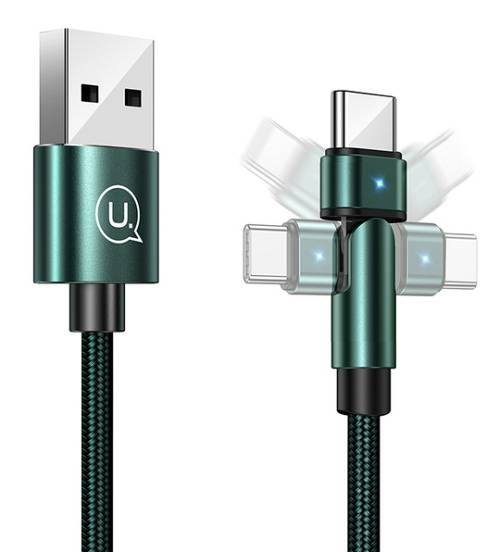 USAMS καλώδιο USB-C σε USB SJ477, περιστρεφόμενο βύσμα, 2A, 1m, πράσινο SJ477USB02