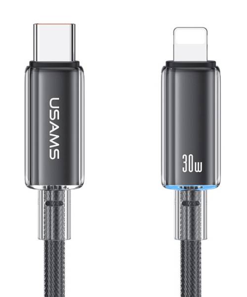 USAMS καλώδιο Lightning σε USB-C US-SJ659, 30W, 480Mbps, 1.2m, μαύρο SJ659USB01