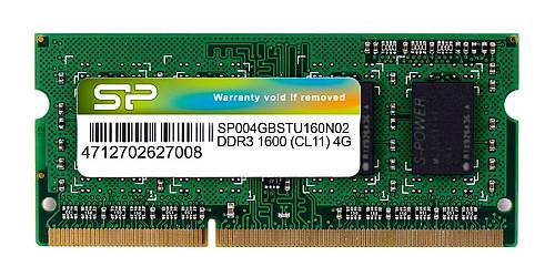 SILICON POWER Μνήμη DDR3 SODimm, 4GB, 1600MHz, PC3-12800, CL11 SP004GBSTU160N02