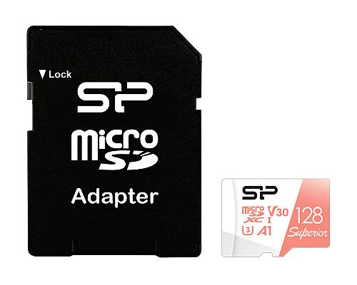 SILICON POWER κάρτα μνήμης microSDXC Superior, 128GB, C10 UHS-I U3 A1 V30 SP128GBSTXDV3V20SP