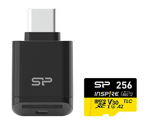 SILICON POWER κάρτα μνήμης microSDXC Inspire με card reader, 256GB, UHS-I U3 A1 V30 SP256GBSTXLA2VC2