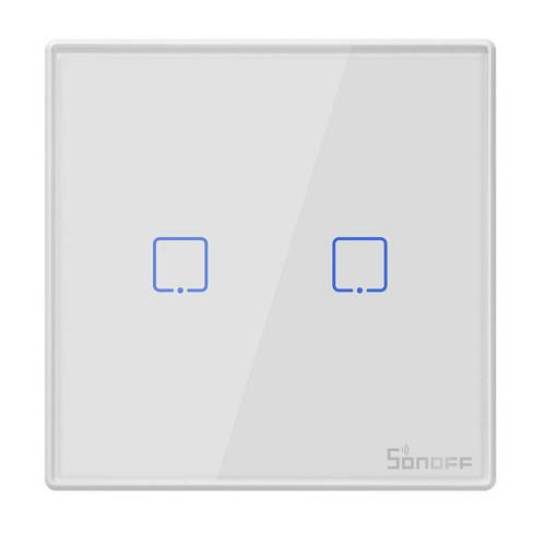 SONOFF smart διακόπτης T2EU2C-RF 433MHz, αφής, διπλός, λευκός T2EU2C-RF