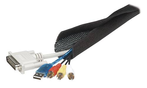 POWERTECH δεματικό καλωδίων τύπου Flex Wrap TIES-001, 1.8m, μαύρο TIES-001