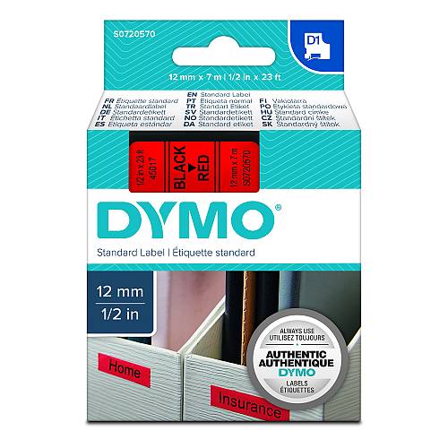 Ταινία Ετικετογράφου DYMO Standard 45017 12 mm x 7 m (Μαύρα Γράμματα σε Κόκκινο Φόντο) (S0720570) (DYMO45017)