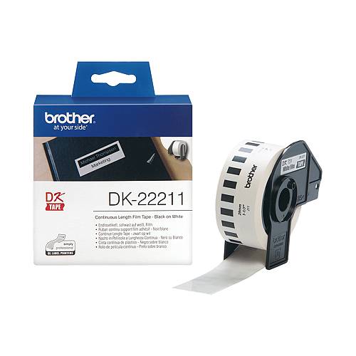 Brother DK-22211 Continuous Film Label Roll – Black on White, 29mm (DK22211) (BRODK22211)