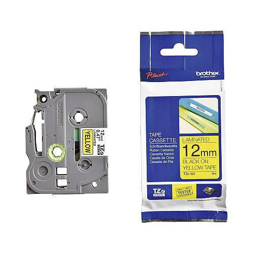 Brother TZe-631 Labelling Tape – Black on Yellow, 12mm wide (TZE631) (BROTZE631)