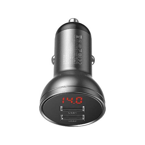Baseus Car Charger Digital Display Gray (24W) (CCBX-0G) (BASCCBX-0G)