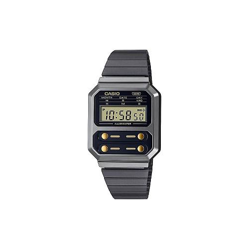 Casio Vintage Edgy Ρολόι Χρονογράφος Μπαταρίας με Μαύρο Μεταλλικό Μπρασελέ (A100WEGG-1A2EF) (CASA100WEGG1A2EF)