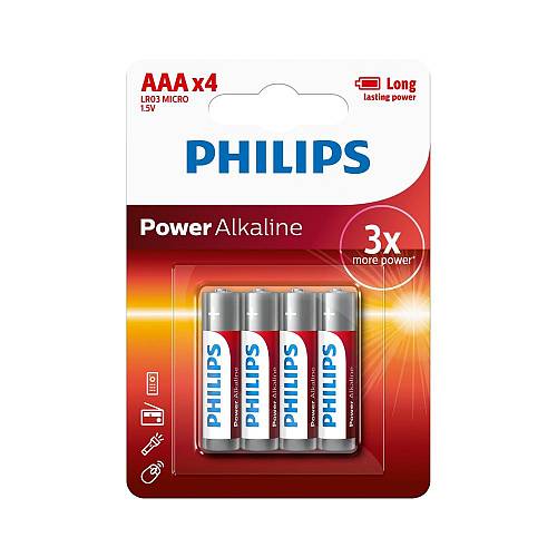 Philips Power Αλκαλικές Μπαταρίες AAA 1.5V 4τμχ (LR03P4B/10) (PHILR03P4B-10)
