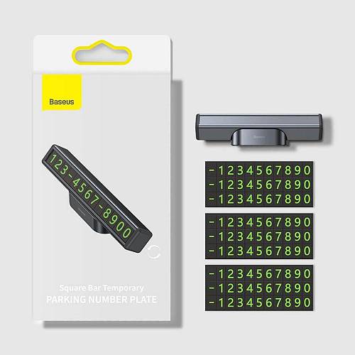 Baseus Πινακίδα Εγγραφής Τηλεφώνου Square Bar Temporary Parking Number Plate Μαύρο (CNFT000001) (BASCNFT000001)