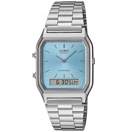 Casio Ρολόι Χρονογράφος Μπαταρίας με Ασημί Μεταλλικό Μπρασελέ (AQ-230A-2A1MQYES) (CASAQ-230A-2A1MQYES)