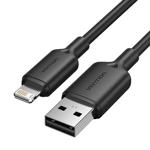 VENTION USB 2.0 A Male to Lightning Male 2.4A Cable 2M Black PVC Type (LAMBH) (VENLAMBH)