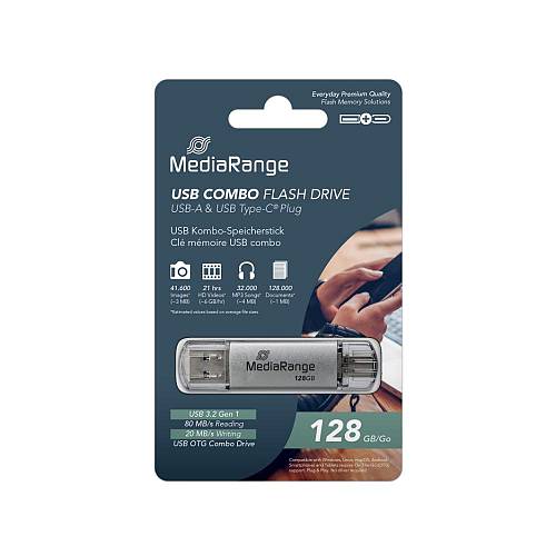 MediaRange USB 3.0 Combo Flash Drive with USB Type-C™ plug, 128GB (MR938)