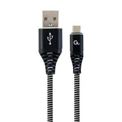 Gembird Premium Micro USB 2.0 Cable Am-mbm5p (Metal Braided Connectors) 2m Black/white (CC-USB2B-AMMBM-2M-BW) (GEMCC-USB2B-AMMBM-2M-BW)