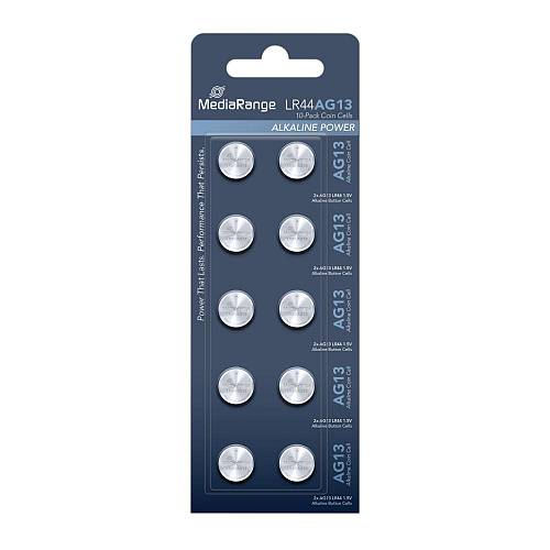 MediaRange Premium Alkaline Coin Cells AG13|LR44|1.5V Pack 10 (MRBAT113)