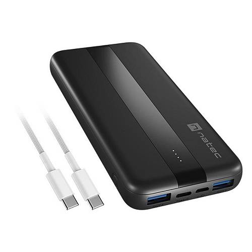 Natec Trevi Slim Q Power Bank 10000mAh, 20W Maximum Power, Quick Charge, Power Delivery  Micro USB, USB Type-A, USB Type-C (NPB-2294) (NTCNPB-2294)