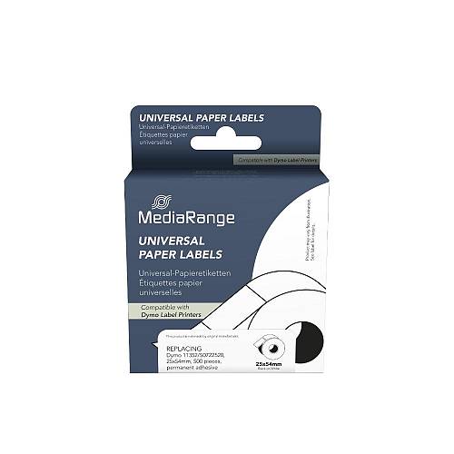 Ετικέτες Γενικής Χρήσης Mediarange (Dymo® 11352/S0722520) 25x54mm, Laminated and Permanent Adhesive, 500 pcs, Black on White (MRDY11352)